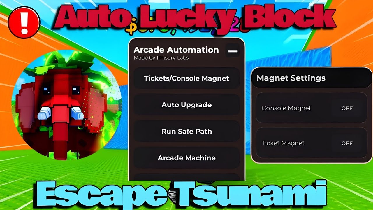 Escape Tsunami For Brainrots Script - AUTO LUCKY BLOCK, INSTANT COIN, ARCADE MACHINE, DUPE BRAINROT,