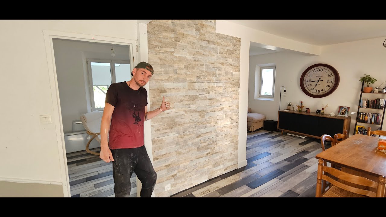 RÉNOVATION : POSE PIERRES DE PAREMENT DERRIÈRE POÊLE