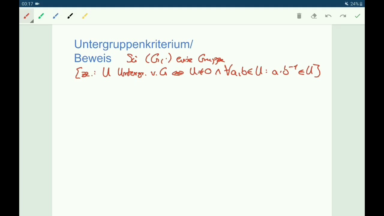 Beweis des Untergruppenkriterium [Mathe/Beweise #1]