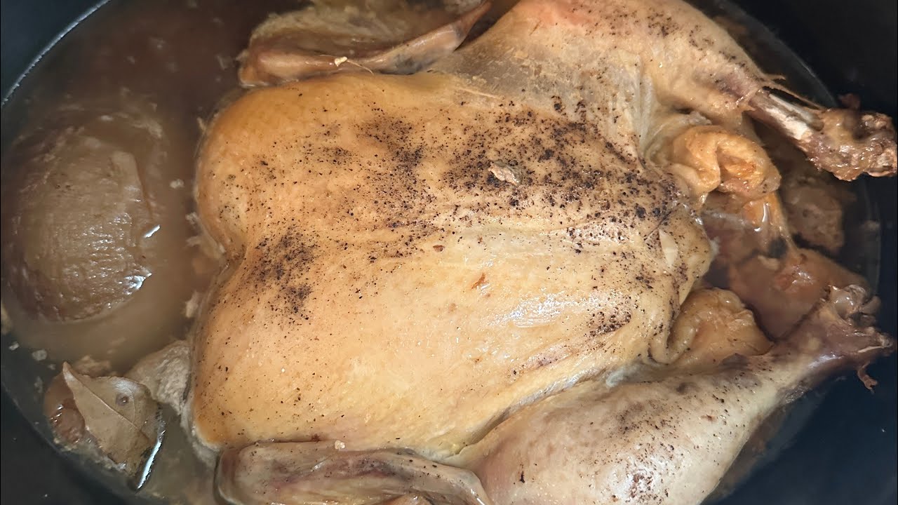 A WHOLE FROZEN CHICKEN ROASTED IN THE CROCKPOT!