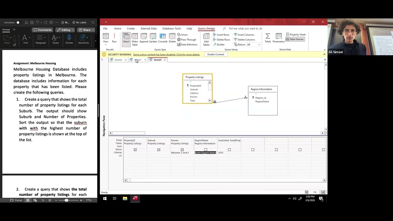 MISY261   March 6   Total Query Design Review