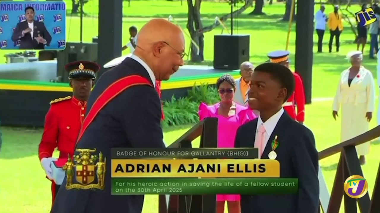 13-year-old Adrian Ellis awarded the Badge of Honour for Gallantry | TVJ