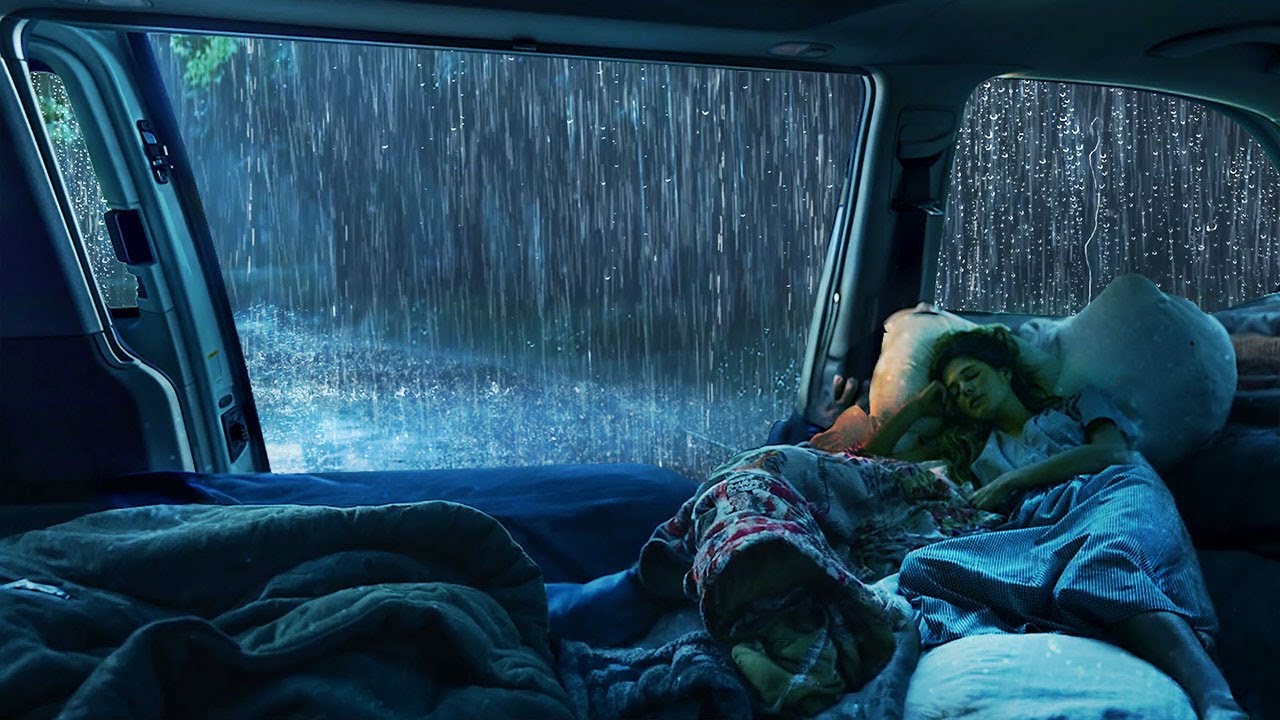 Stress Relief in 3 Minutes with Heavy Rain on Cozy Car Window at Night for Deep Sleep & Calm Mind