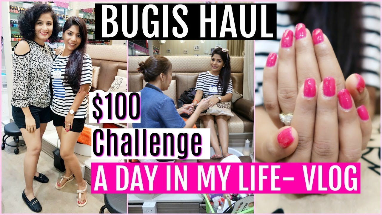 $100 CHALLENGE Singapore Bugis Shopping HAUL | A Day In My Life Vlog |  SuperPrincessjo