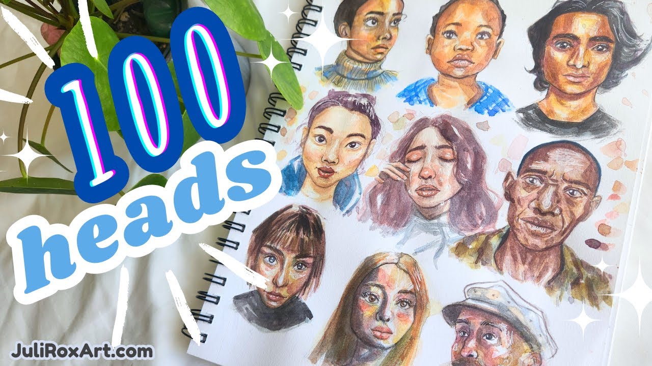 Drawing and painting a bunch of heads ~ 100 HEADS CHALLENGE