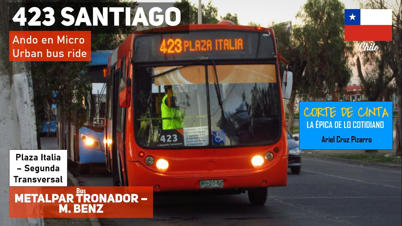Путешествуйте на ностальгическом автобусе Route 423 Transantiago на автомобиле Metalpar Tronador