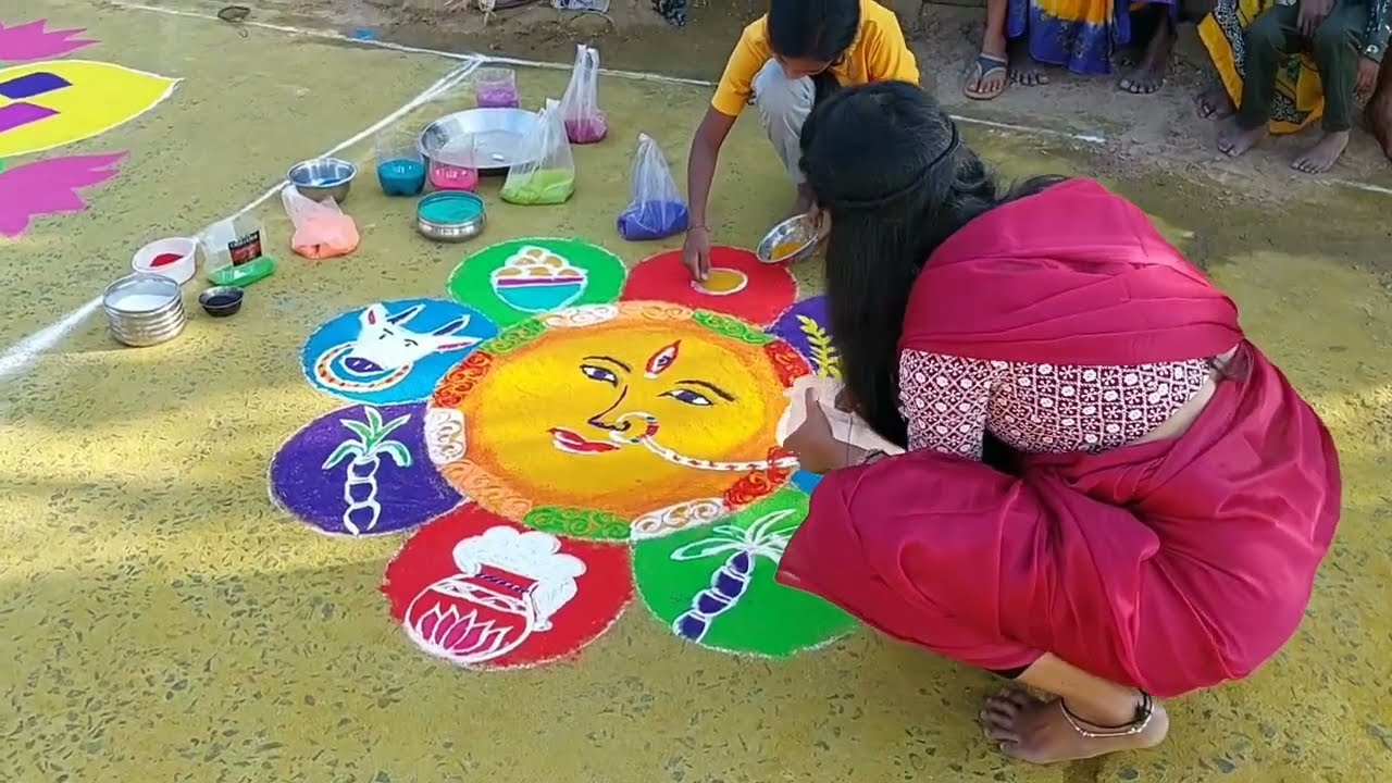 sankranthi muggulu competition in my village | Rangoli competition 2023