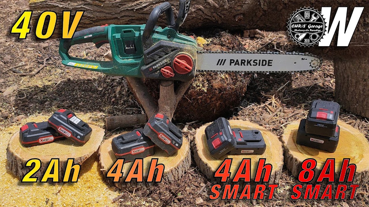PARKSIDE 40V Chainsaw: 2Ah vs 4Ah vs 4Ah/8Ah SMART Battery Challenge