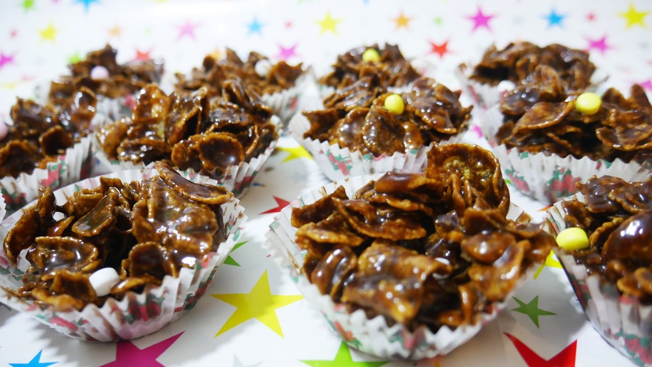 BEST QUICK EASY CHOCOLATE CORNFLAKES - RICE CRISPIES EVER! Method in description.