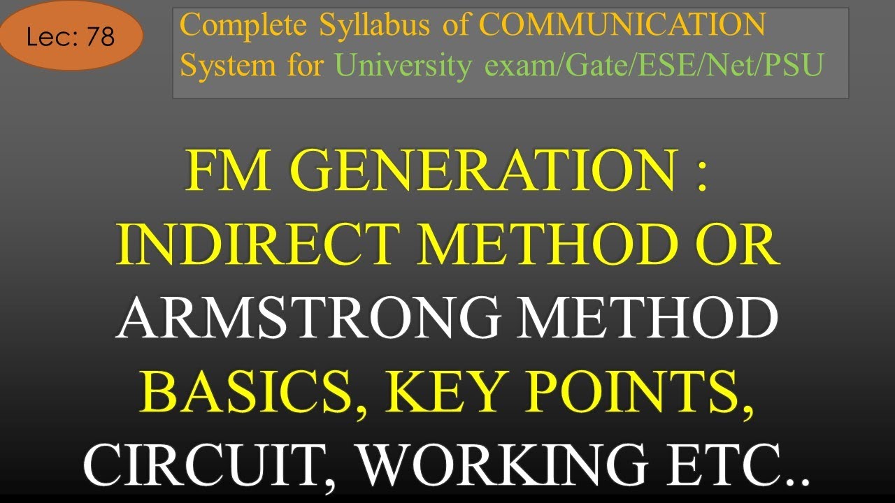 Indirect Method or Armstrong Method of FM Generation | COM SYS | R K Classes | Hindi | Lec 78 |