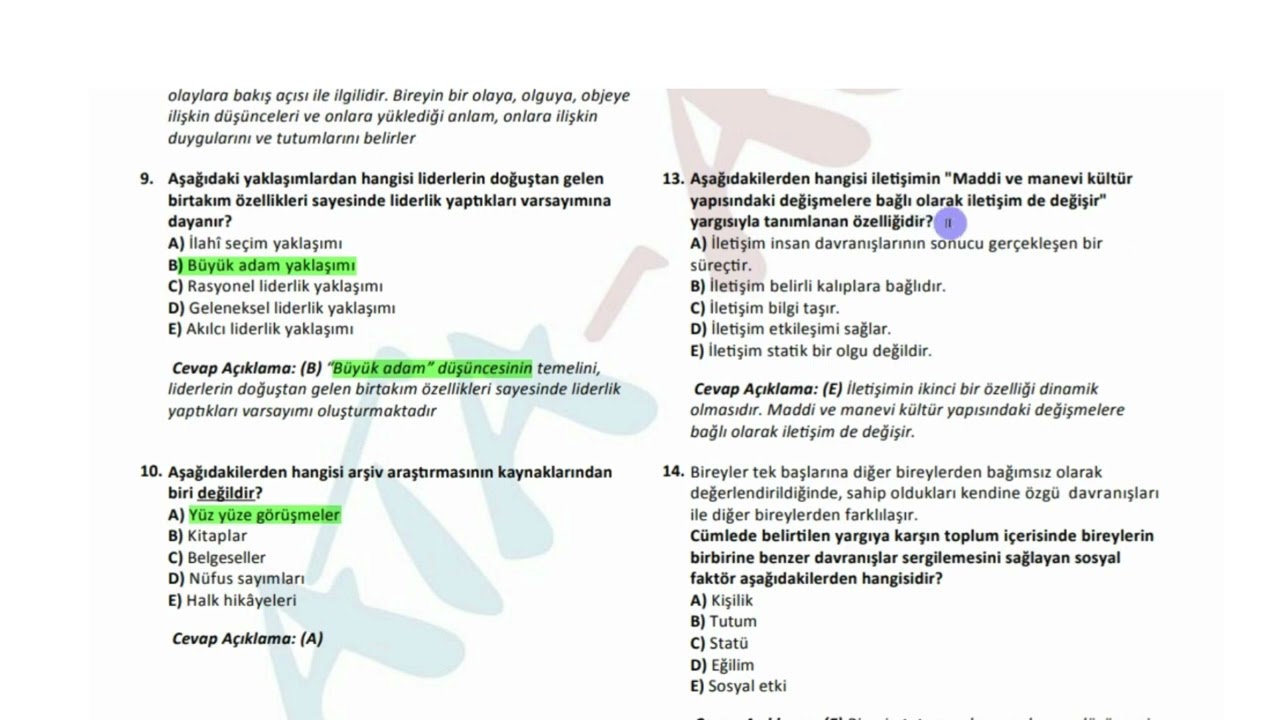 ATA AÖF SOSYAL PSİKOLOJİ FİNAL ÇIKMIŞ SORU BANKASI(Dikkat sınavda çıkabilir) @egitimhanemtv