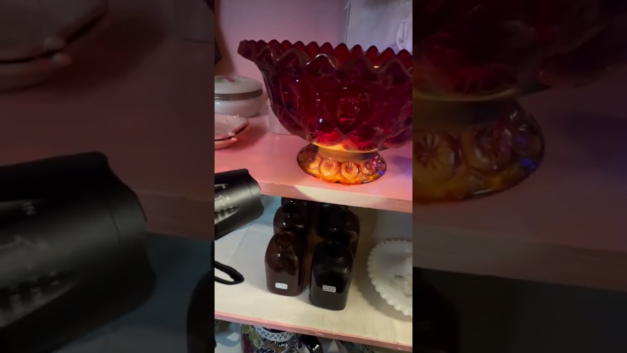 Moon & Stars Amberina by Smith Glass Co., Glass Compote