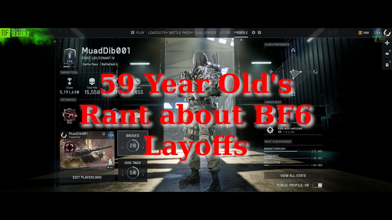 59 Year Old's Rant about BF6 Layoffs