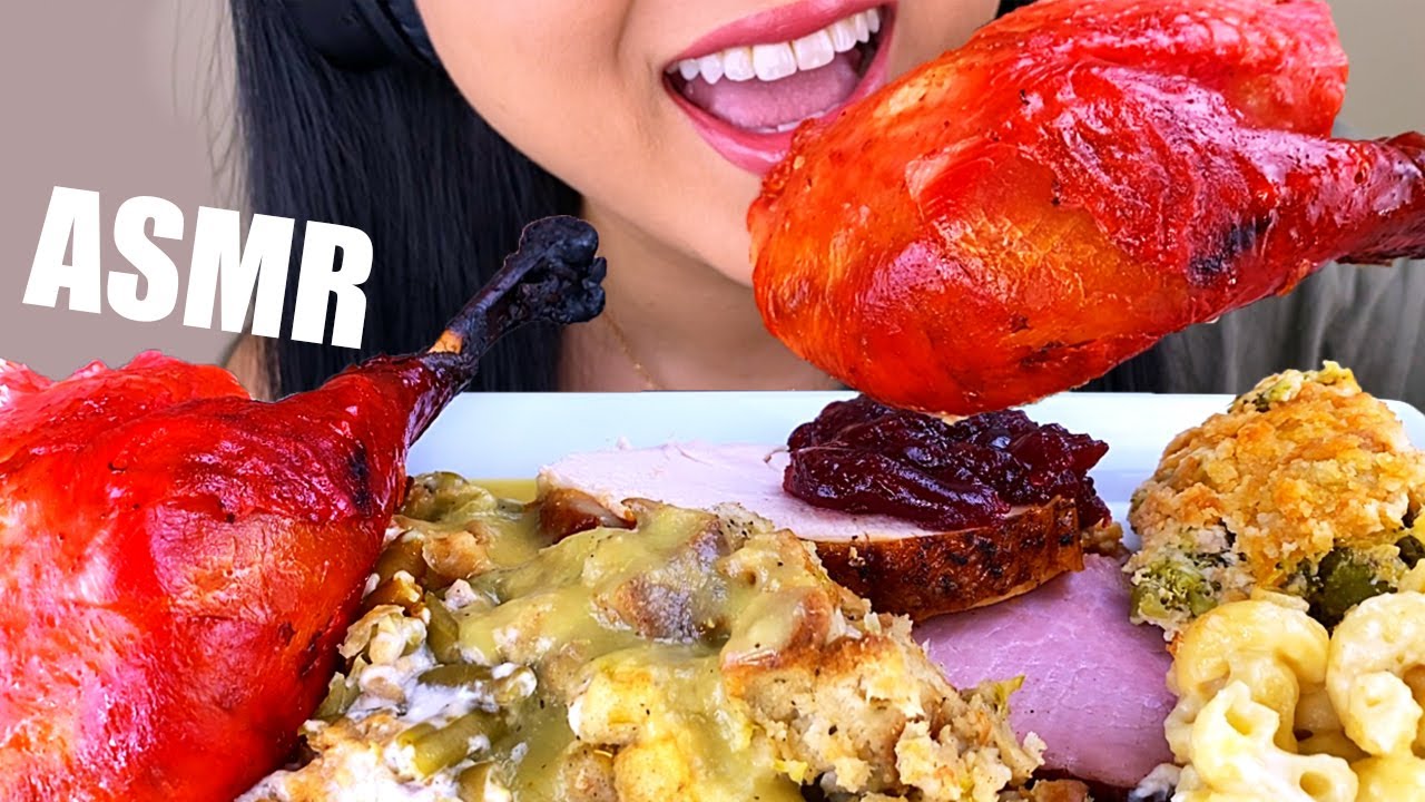 ASMR GIANT TURKEY LEG *THANKSGIVING FEAST PART 2* (NO TALKING) Real Sound | ASMR Phan