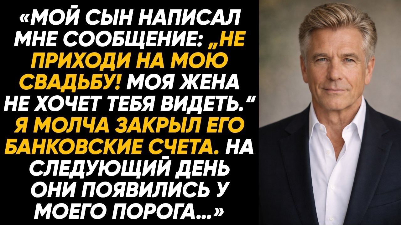 Сын написал: «Не приходи на мою свадьбу, жена не хочет тебя видеть». Я молча закрыл его счета.