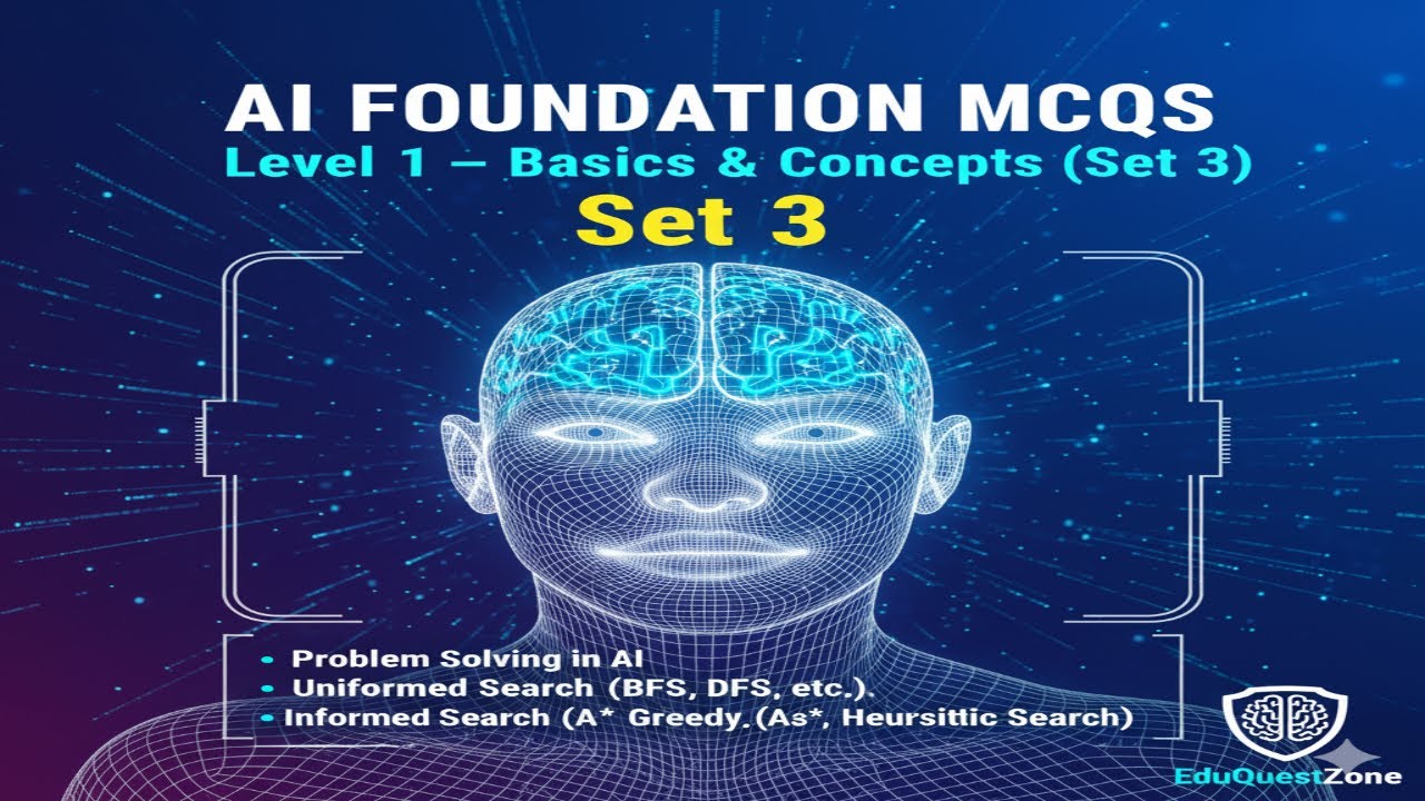 Artificial Intelligence Basics MCQs - Foundation Level set 3 | AI Concepts Agents Search & Knowledge