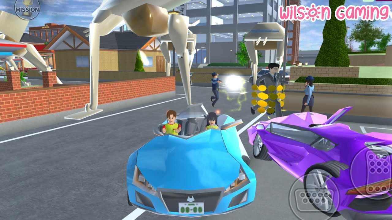 Yuta Mio Vs Alien Dan Petugas Pajak Dengan Mobil Polisi | Sakura School Simulator | Wilson Gaming
