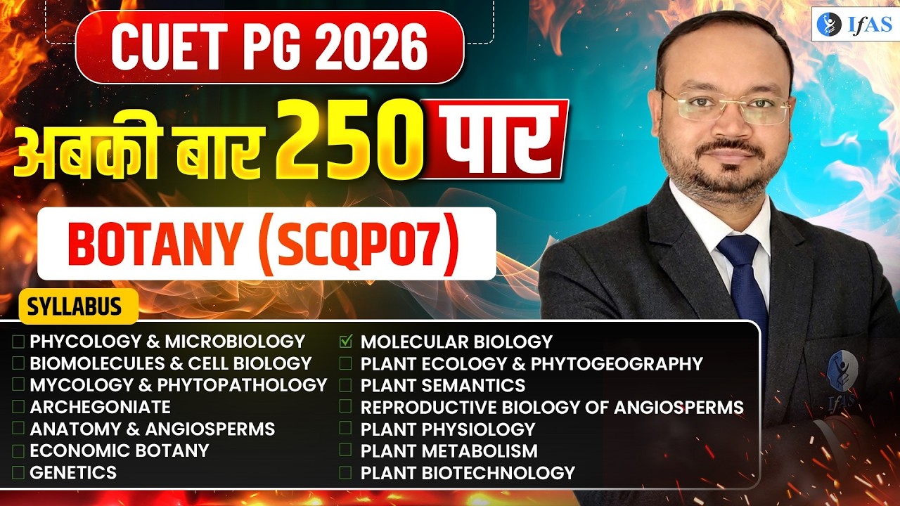 CUET PG Botany Preparation 2026 | Question Practice | Unit 8: Molecular Biology | IFAS