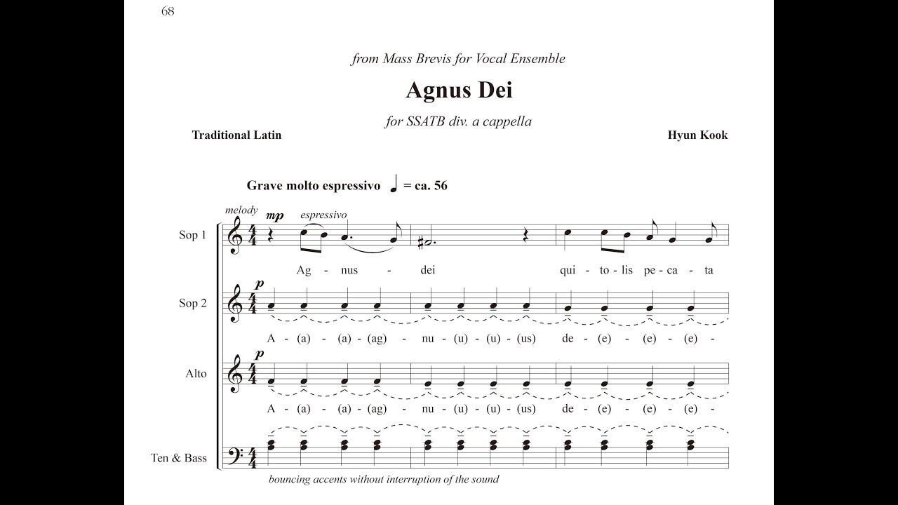 Agnus Dei, Kook (SSATB)