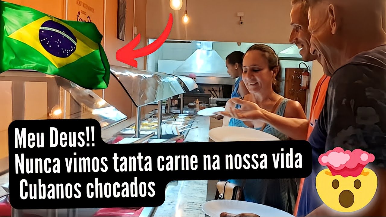 CUBANOS PELA PRIMEIRA VEZ NO BUFFET LIVRE NO BRASIL.É MUITA CARNE!😱😭