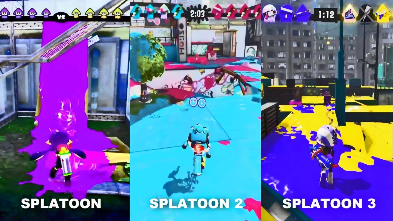 Splatoon vs Splatoon 2 vs Splatoon 3 Comparison Wii U vs Switch