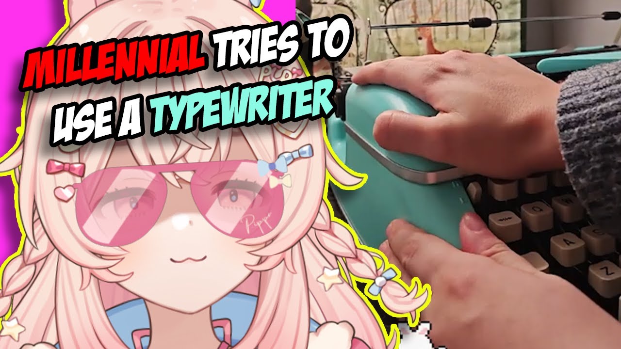 Millennial woman tries to use a typewriter
