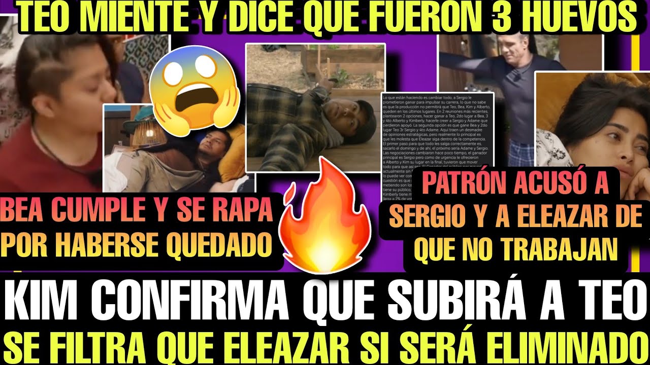 KIM CONFIRMA QUE SUBIRÁ A TEO #lagranjavip | SE FILTRA ELEAZAR ELIMINADO | TEO MIENTE | PATRON ACUSÓ