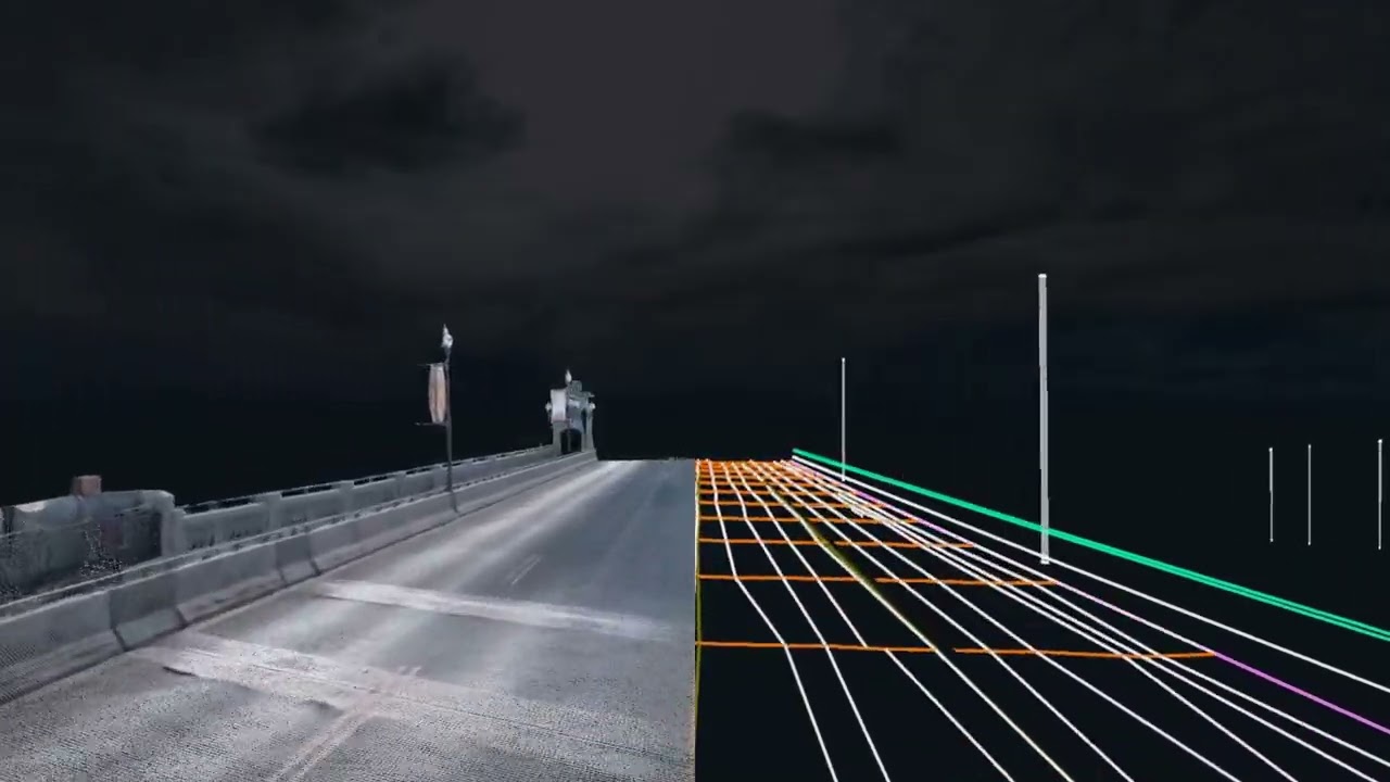 3D Laser Scan of Calgary’s Centre Street Bridge | LiDAR Point Cloud + Line Work Split View