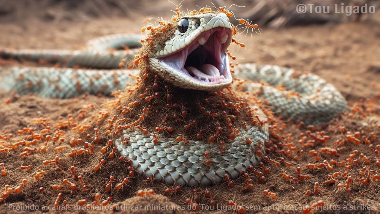 COBRA GIGANTE &Eacute; DEVORADA EM SEGUNDOS POR FORMIGAS CARNI&Ccedil;EIRAS