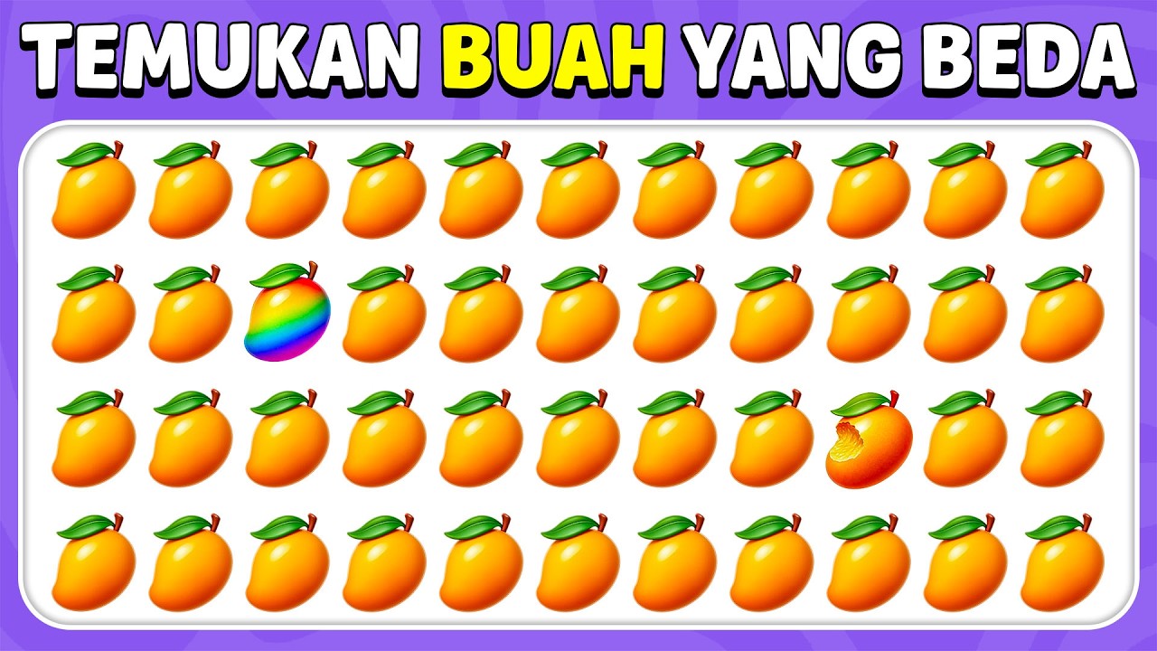 Temukan Emoji Yang Beda - Edisi Buah 🍋🍉🍍 | Mudah, Sedang, Sulit | Kuis Lebah