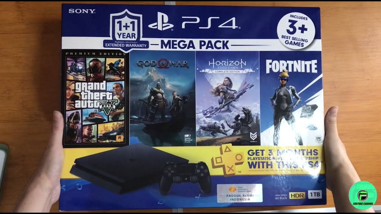 Unboxing PS4 Slim Megapack 2 Indonesia, Playstation 4 Slim 1TB CUH - 2218B Jet Black HDR tahun 2023