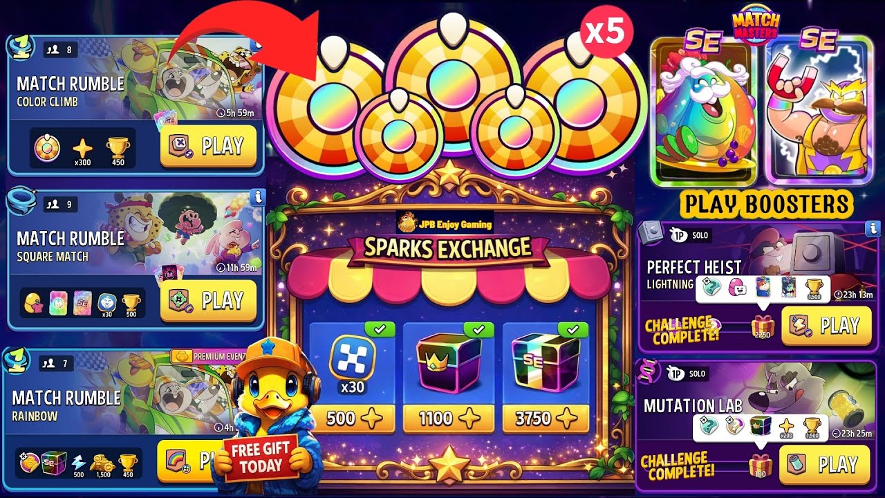 🎁Free Gift🎁Rewards SPARKS EXCHANGE/(2 Solo+3 Rumble) Mutation Lab/ Lightning Strike/ Color Climb 