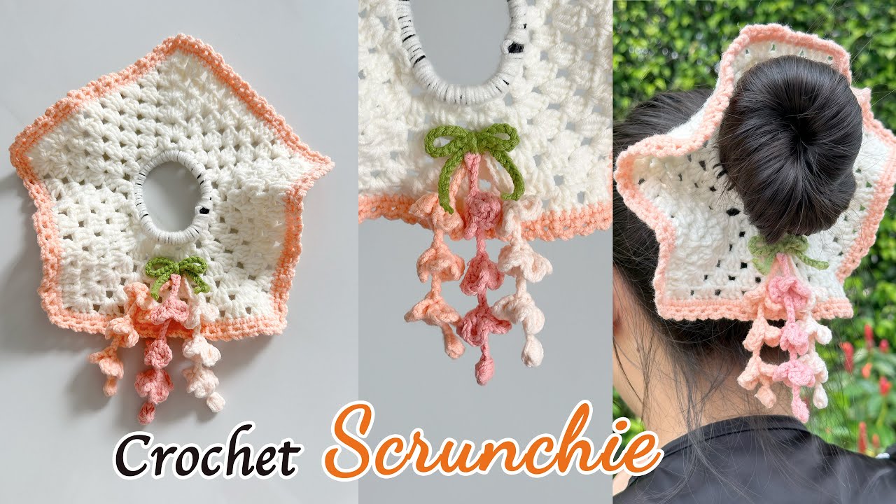 Easy Crochet Scrunchie Tutorial | How to Crochet a Hair Tie with Wisteria Flowers