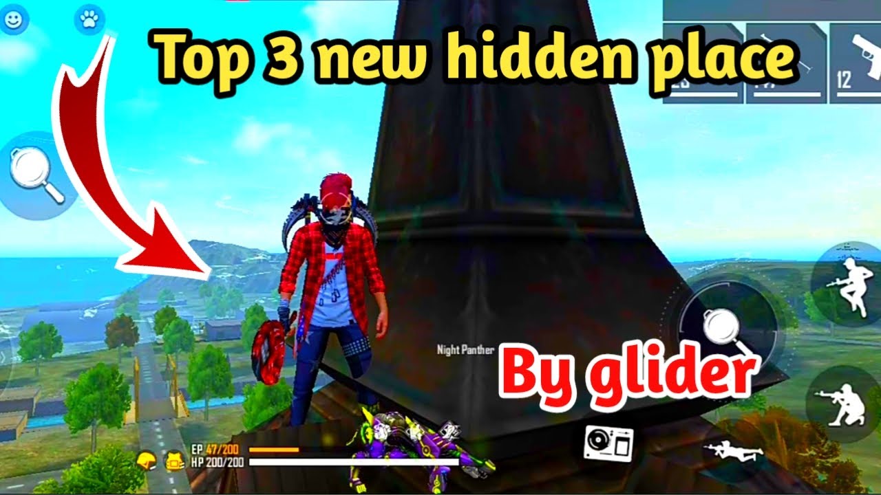 FREE FIRE TOP 3 NEW HIDDEN PLACE BY GLIDER /FREE FIRE BEST HIDDEN PLACE - BY GAMING SANDEEP