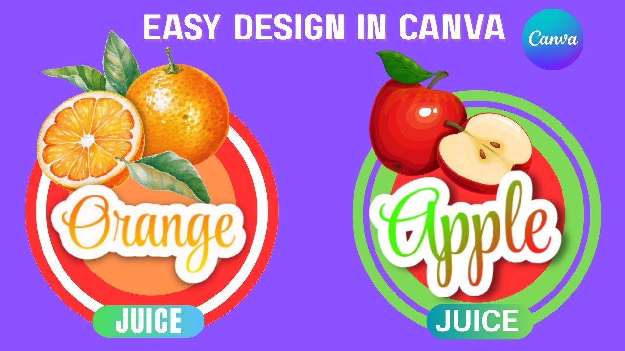 How to make Apple Juice Sticker | Ad in Canva