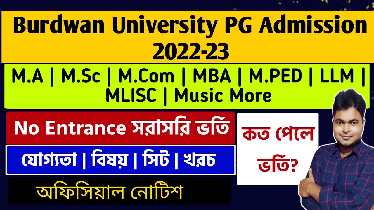 Burdwan University PG Admission 2022-23: BU PG Official Notice: Course: Seat: Fees: How To Apply