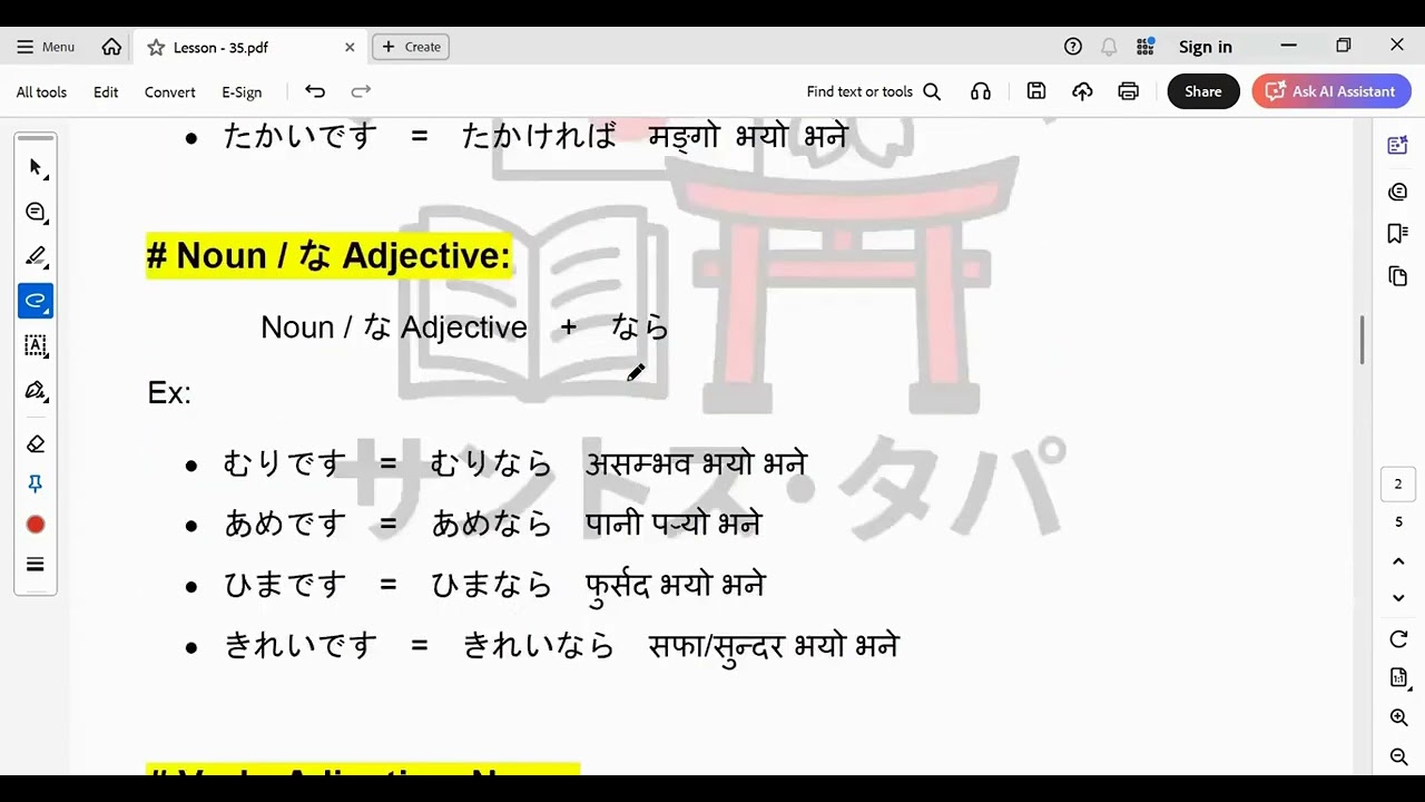 Minna no Nihongo N4 Lesson 35 Grammar in Nepali Language