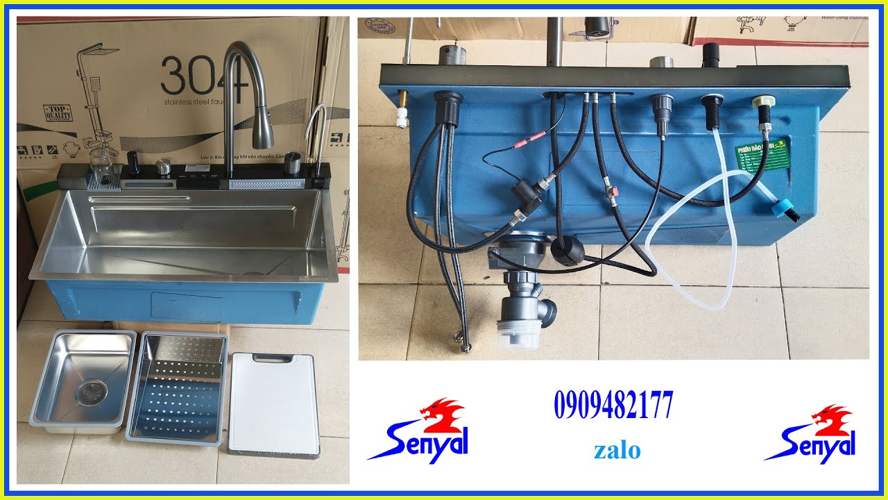Chậu rửa chén vòi thác 5 phím  | Bồn rửa bát đa năng - Thiết bị vệ sinh Senyal Việt Nam