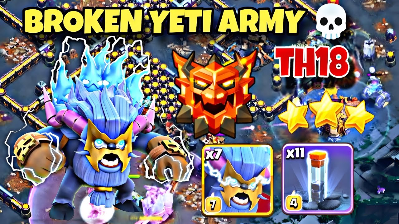 Most Powerful TH18 Super Yeti Army Strategy 💥 | Easy Triple! 💯 | Ranked Battle Army ✅