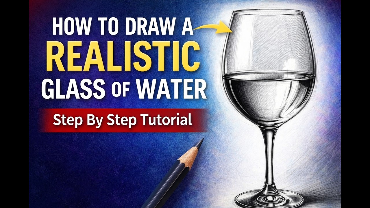 How To Draw a Realistic Glass of Water | Step by Step Shading Tutorial