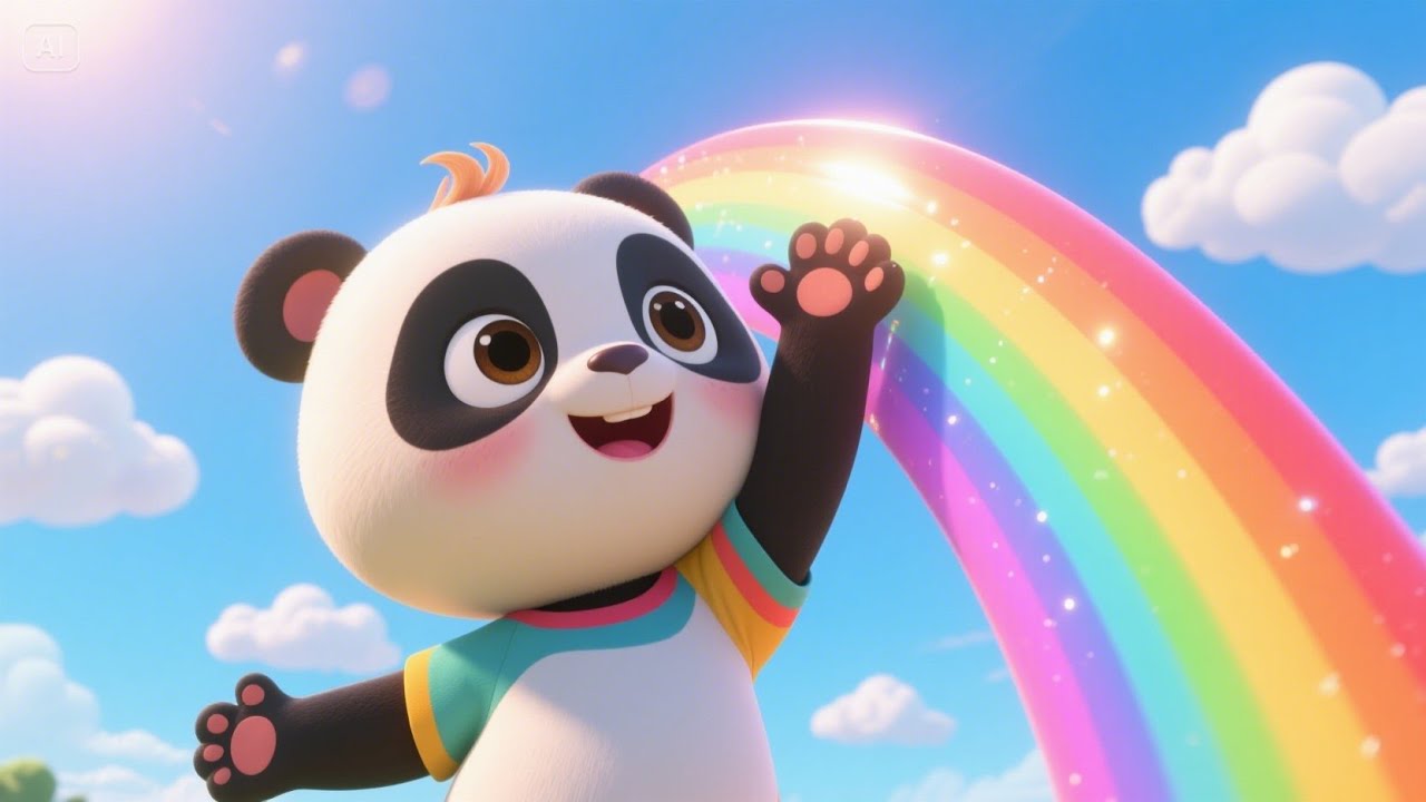 Baby Panda&rsquo;s Rainbow Ride | Cute Panda Song for Kids | Colorful Adventure Nursery Rhyme