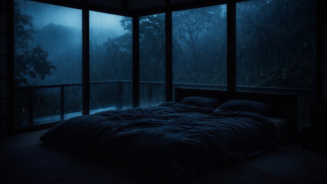Heavy Rain at Night 🌧️ | (No ads) Sleep Fast, Relax & Study (Night Bedroom Ambience