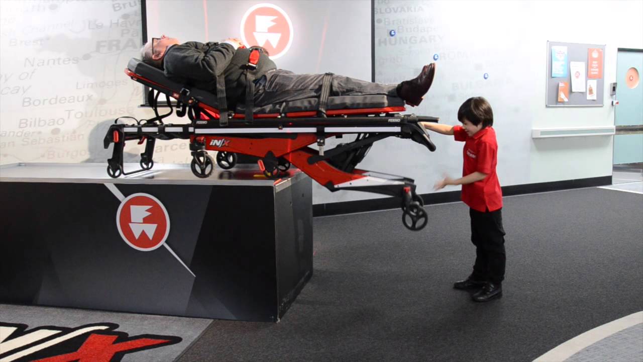 7 Year old Isaac Loading Ferno iNX Ambulance Trolley