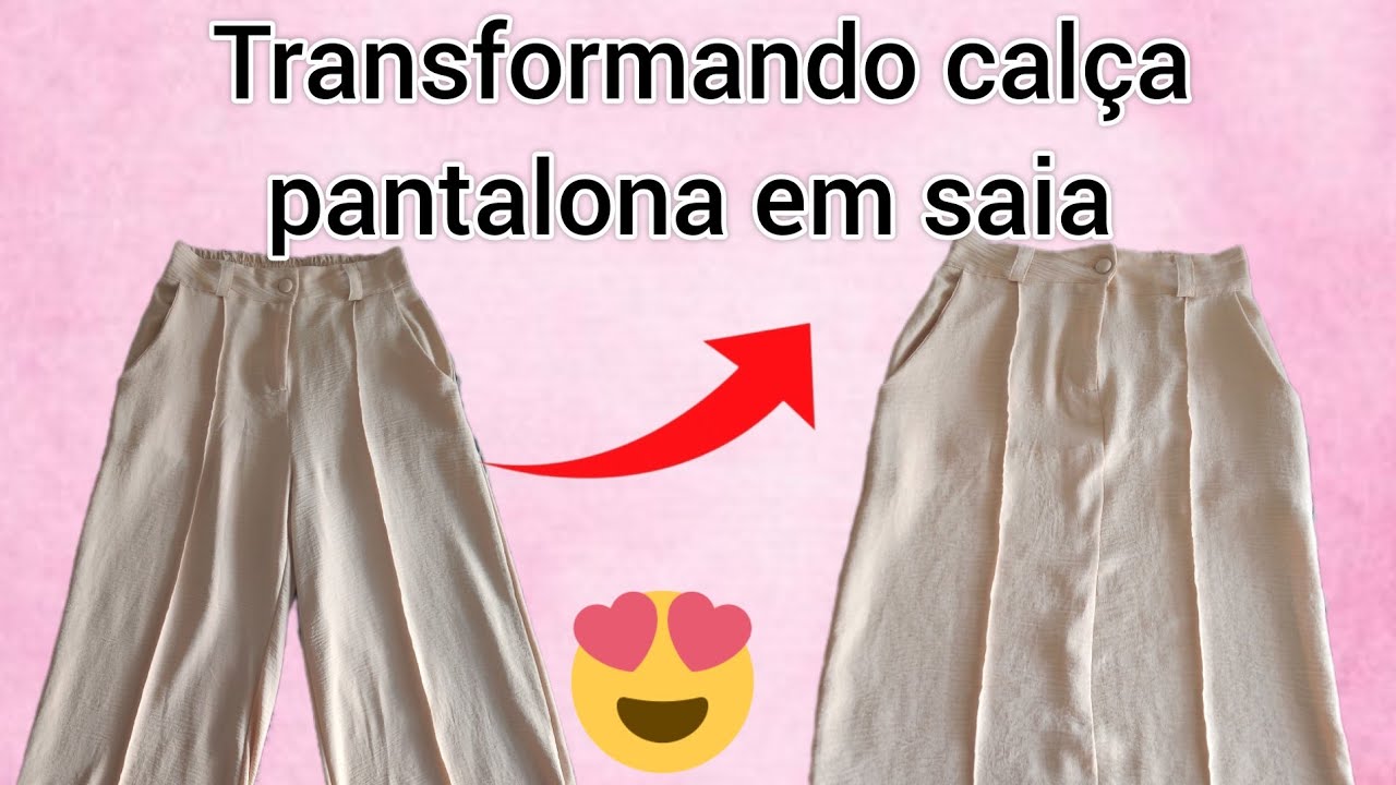 TRANSFORMANDO CALÇA PANTALONA EM SAIA! #customização #costura #reforma