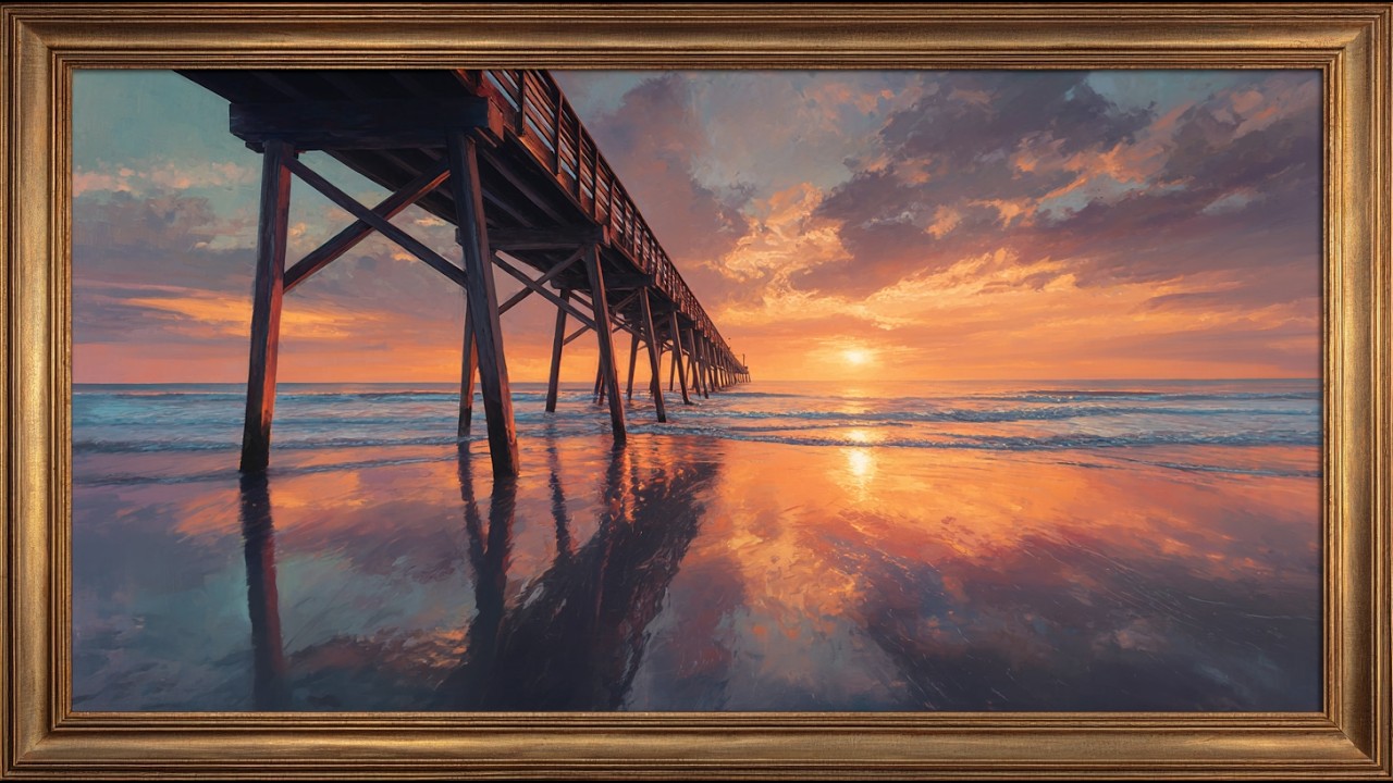 Frame TV Art 4K Sunset Pier Ocean 🌅 Cinematic Screensaver Relaxing Ambience