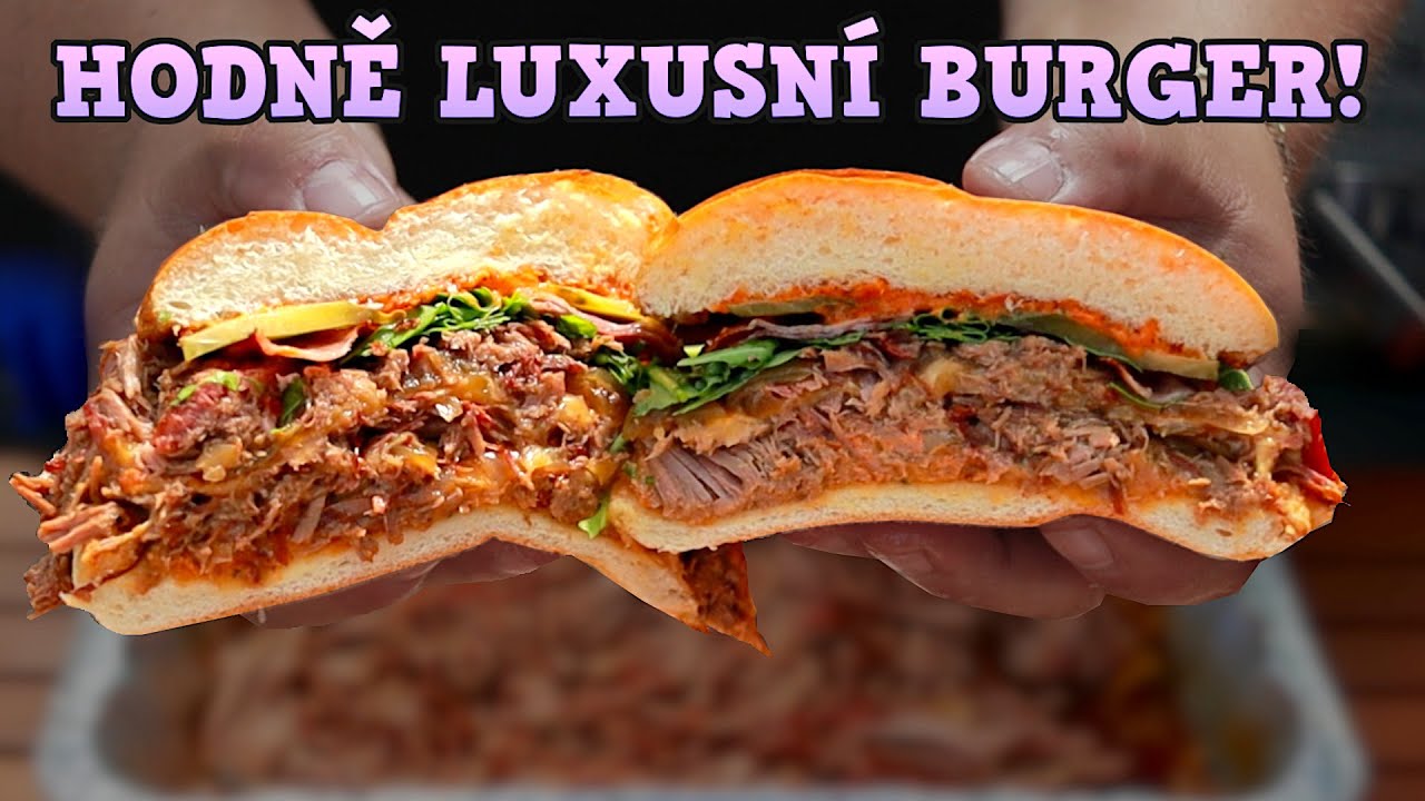 Opravdu luxusní Burger s hovězím trhaným masem! Tohle byla slast!