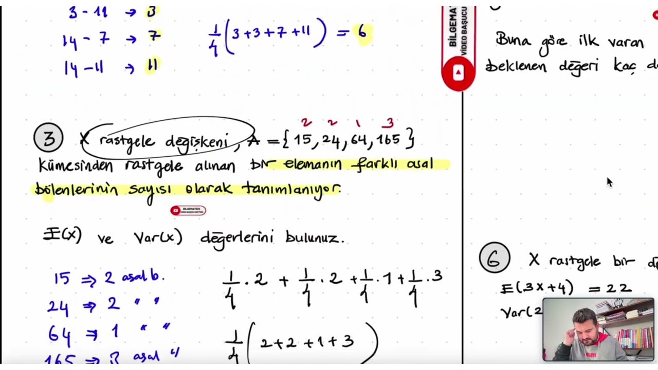 SAYMA VE OLASILIK - 11 / BEKLENEN DEĞER VE VARYANS ÇIKMIŞ SORU BENZERLERİ / ÖABT MATEMATİK