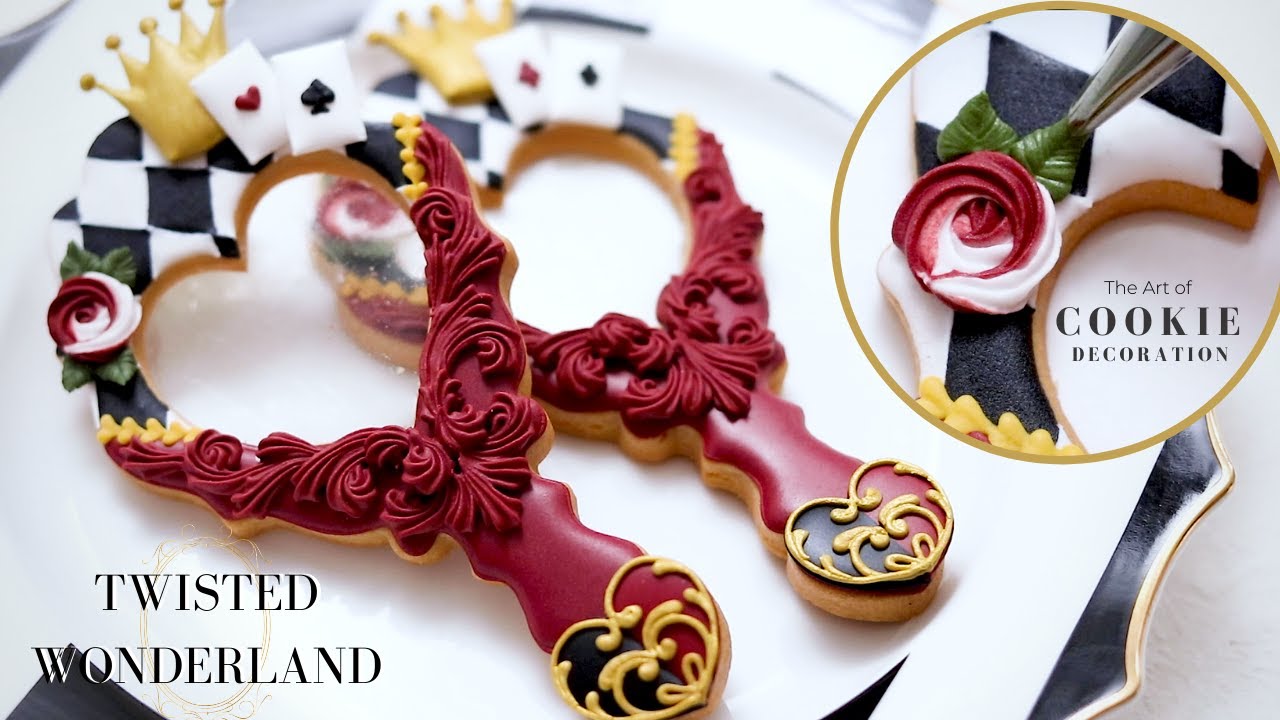 Satisfying Cookie Decorating| The Queen of Hearts/Heartslabyul Inspired Cookies | Twisted Wonderland