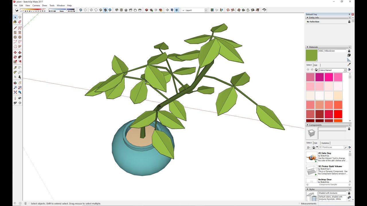 SketchUp Tutorial: Making a simple 3D plant (no plugins)