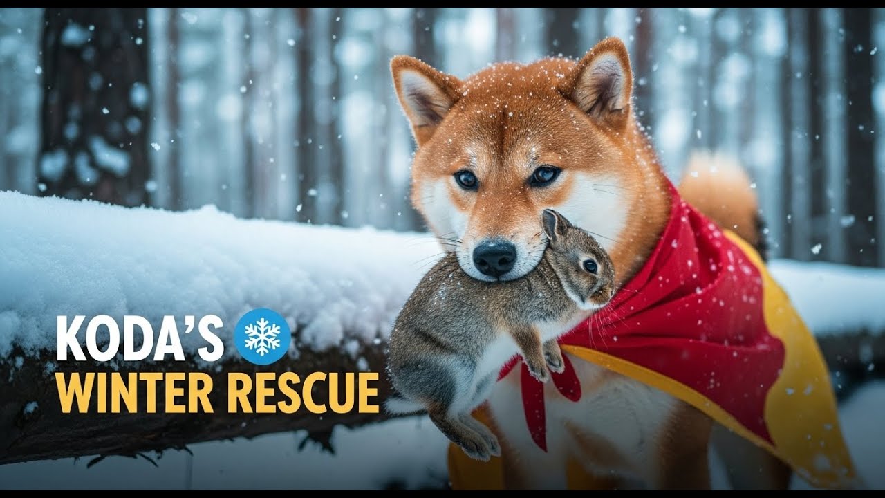 Koda&rsquo;s Winter Rescue | Photorealistic Shiba Inu Hero Saves a Rabbit in Snowy Wilderness